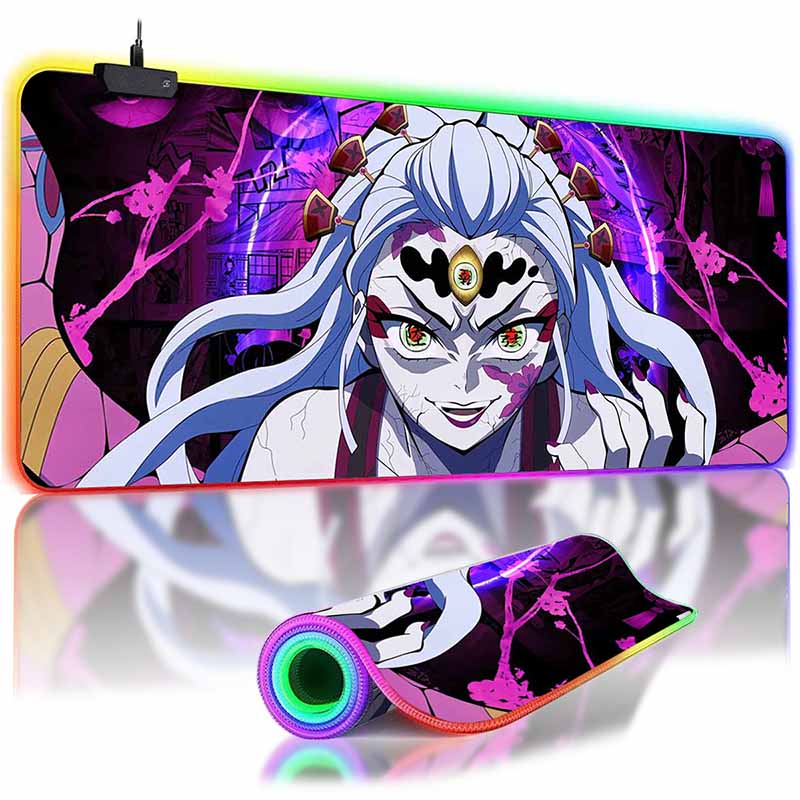 RGB Backlit Anime D_Demon S_Slayer Mouse Pad Cute Anime Grils Lager Gamer Cabinet Overwatched Mouse Mat Non-Slip Keyboard Mat