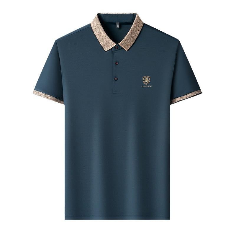 Мужская футболка Spot с короткими рукавами, повседневная рубашка поло с вышитыми лацканами, средняя мужская одежда с короткими рукавами и прорезным воротником