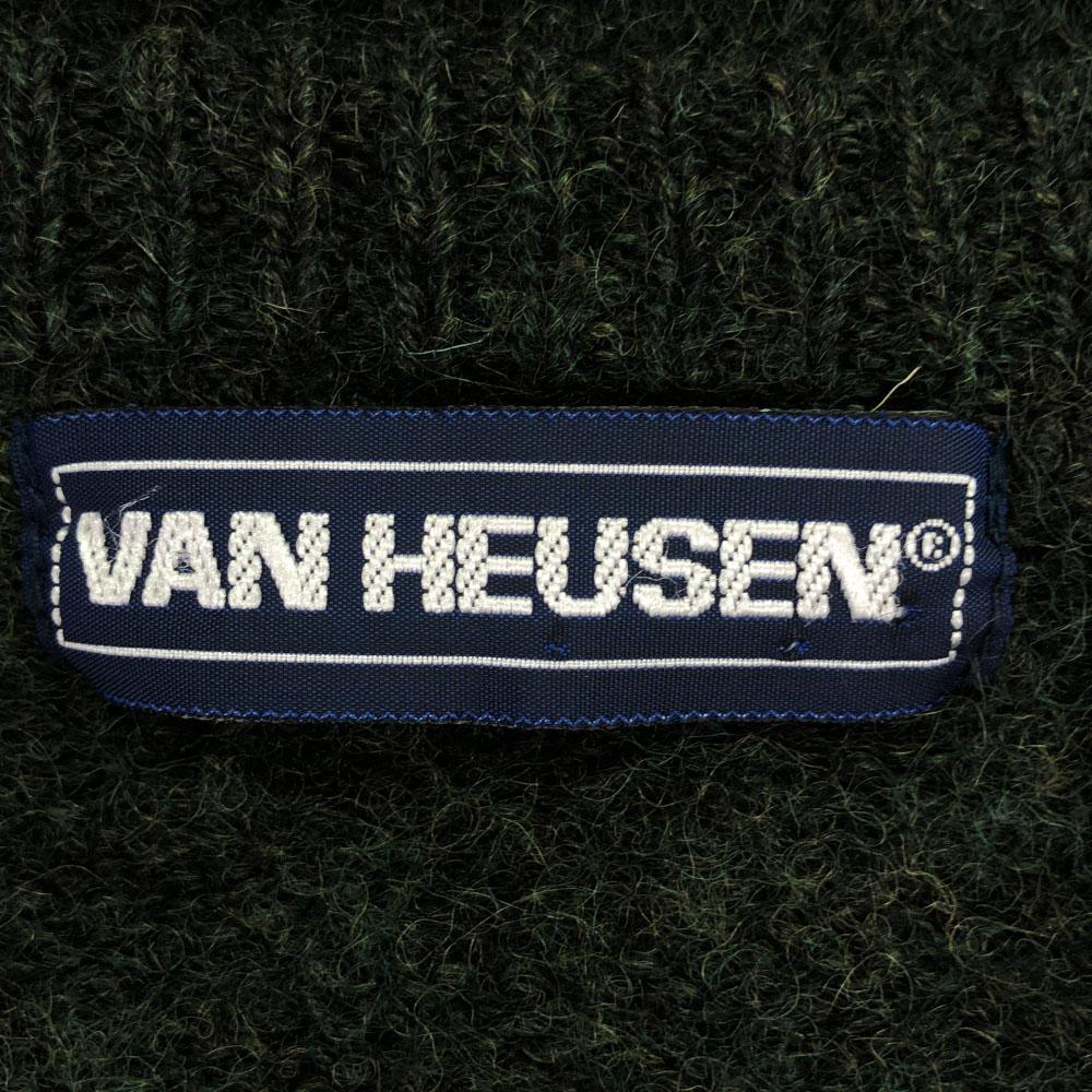 VAN HEUSEN 90-е Шерсть Старый Длинный рукав Круглый вырез Вязаный M зеленый свитер Мужской Б/у