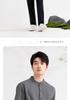 Langdeng Men's Cotton and Linen Stand Collar Long Sleeve Shirt
