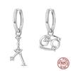 New Original 100% 925 Silver 12 Zodiac Signs Aries-Sagittarius Earrings Love Bow Ladies Earrings Anniversary Gift