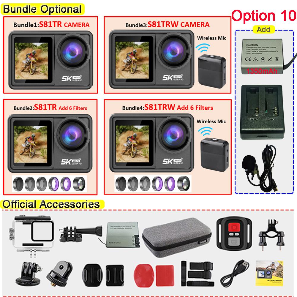 2-дюймовая IPS-камера с двумя экранами, видео 5K 30 кадров в секунду, 4K 60 кадров в секунду, 48 МП, EIS-видео, дополнительный фильтр, веб-камера 1080P, видеоблог, WiFi, спортивная камера