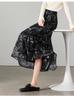 High waisted printed A-line umbrella skirt 2026 spring fashion versatile mid length skirt