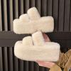 Thick-bottomed Fluffy Slippers Women's Autumn Wear 2024 Internet Celebrity Explosion Versatile Warm and Plush One-word Fairy Drag Plush