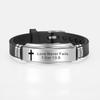 Cross Jesus Scripture Quote Christian Bible Verse Carved Titanium Steel Inspiring Religious Silicone Bracelets For Women And Men