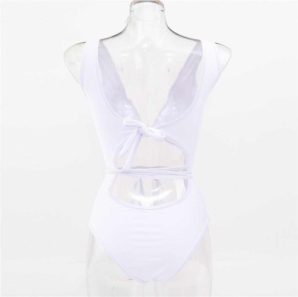 Женский купальник, сплошной цвет, завязка на спине, сексуальные стринги с вырезом, цельный купальник, бикини, пляжная одежда, купальные костюмы