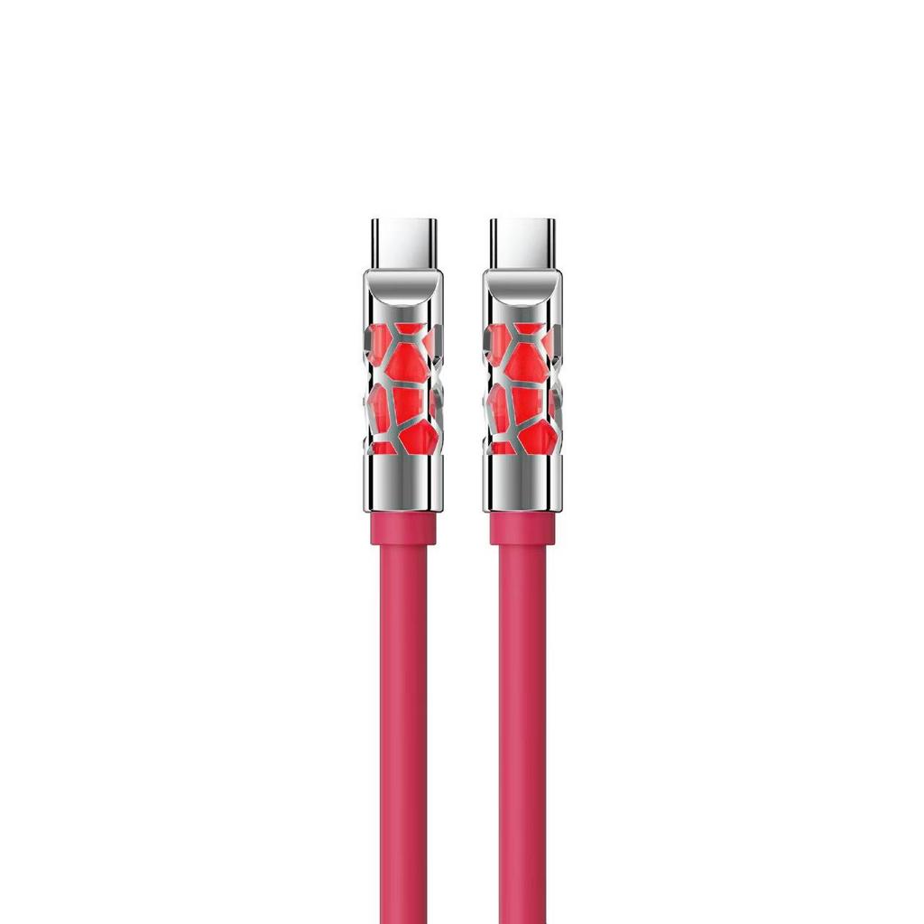 240W Fast Charging Silicone Cable with Colorful Light, Dual TYPE-C for Phones and Tablets