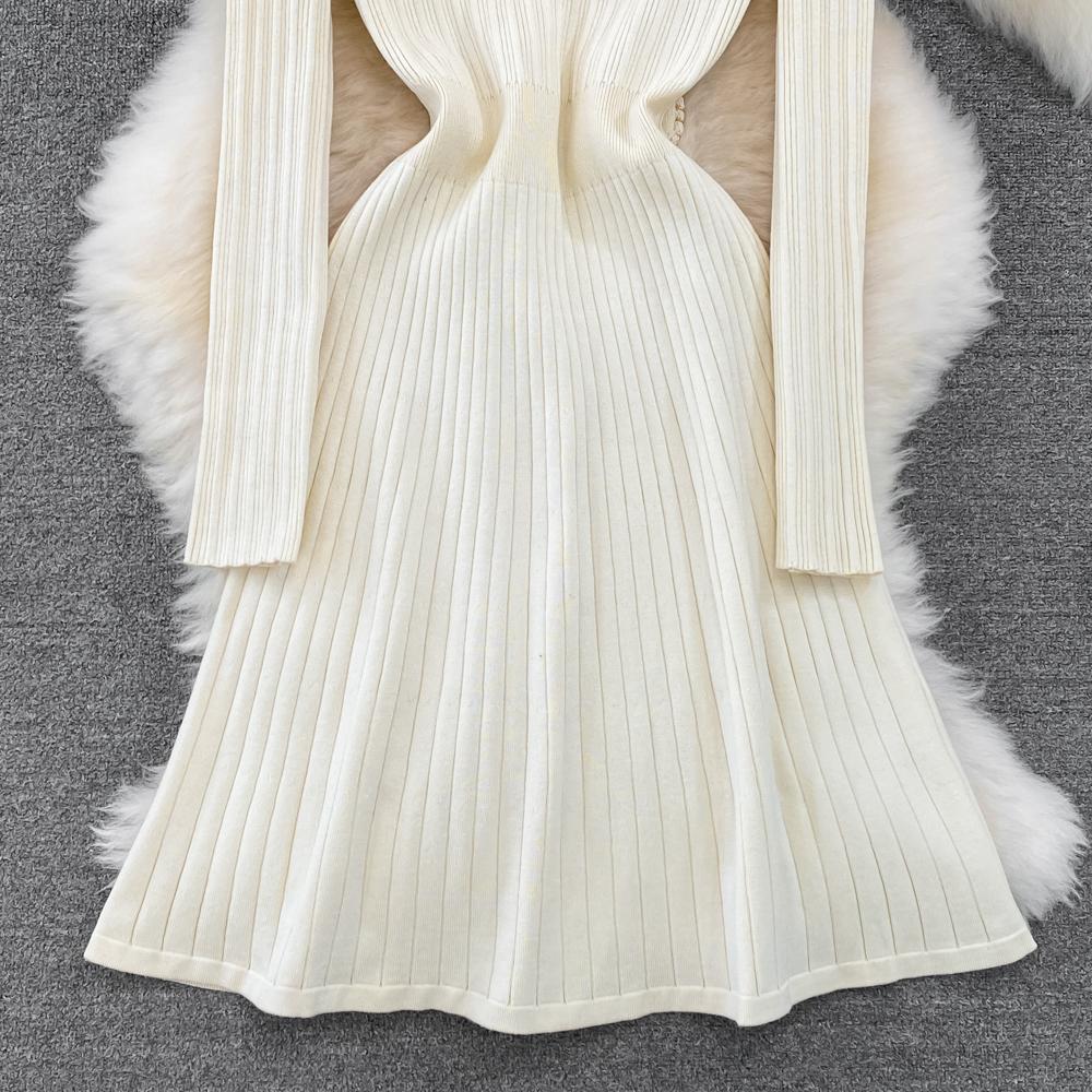 Женское маленькое ароматное трикотажное платье-свитер с лацканами, женские осенне-зимние джемперы, нижние платья