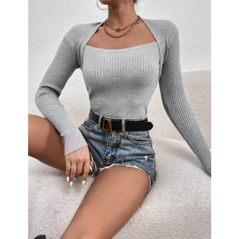 Осенний пуловер с квадратным вырезом, свитера, женский вязаный свитер, топ, зимний трикотаж, нижний свитер, блузка