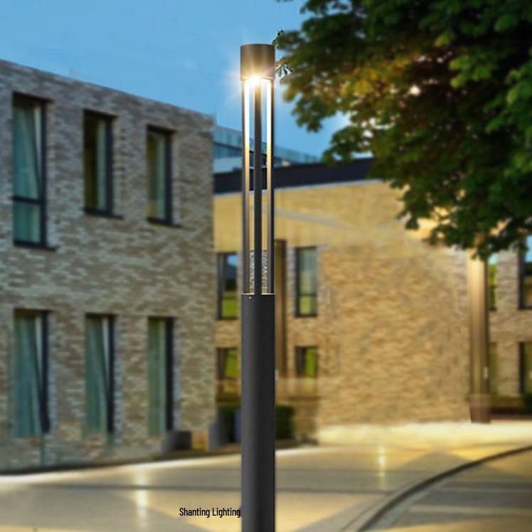 3-Meter LED Cylindrical Street Light - Modern Outdoor Garden, Lawn, Courtyard Light in Die-Cast Aluminum.