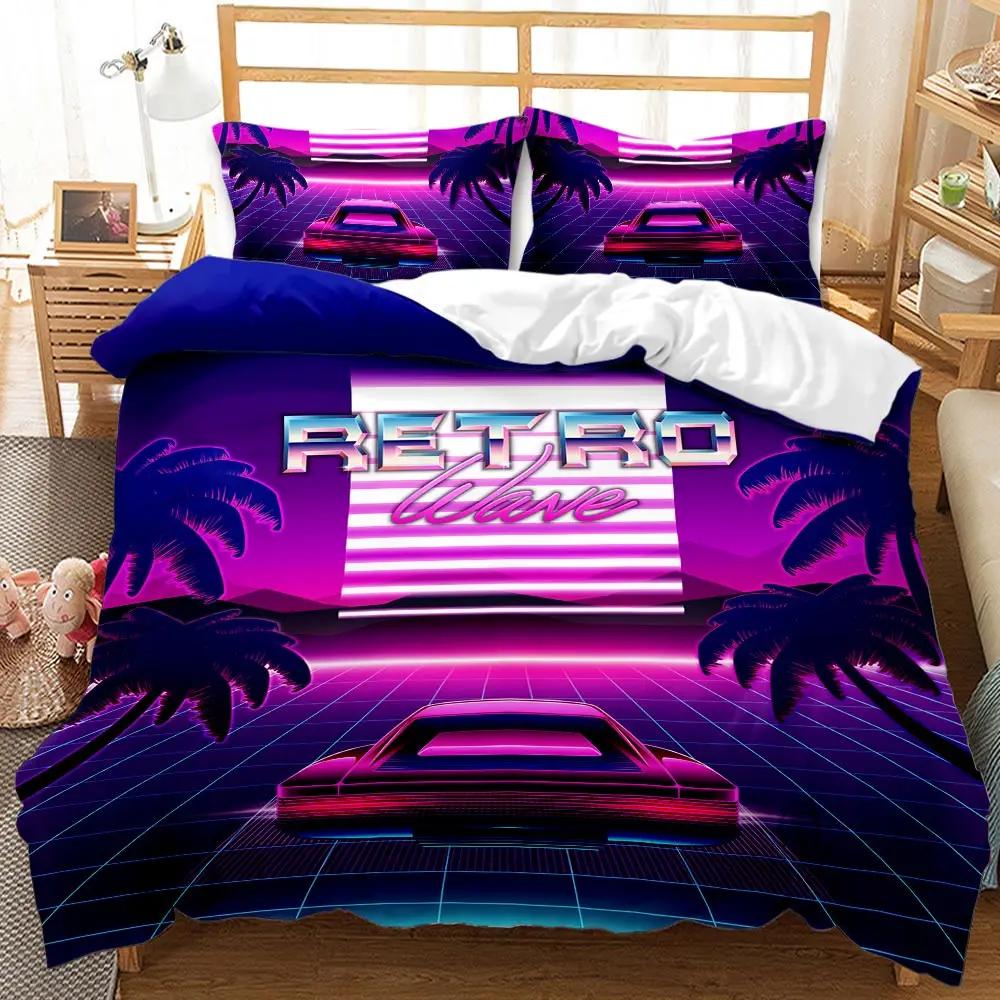 Гавайский пододеяльник Тропический остров с пальмами Тема природы Комплект постельного белья Двуспальный Квинсайз Кингсайз Полиэстер Чехол для квилта