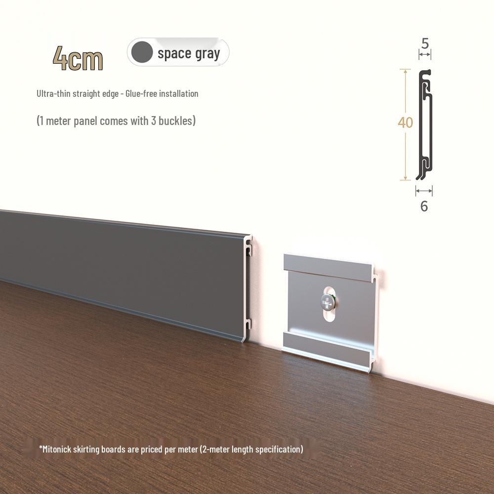 Ультратонкий алюминиевый плинтус Meitong со скрытым креплением