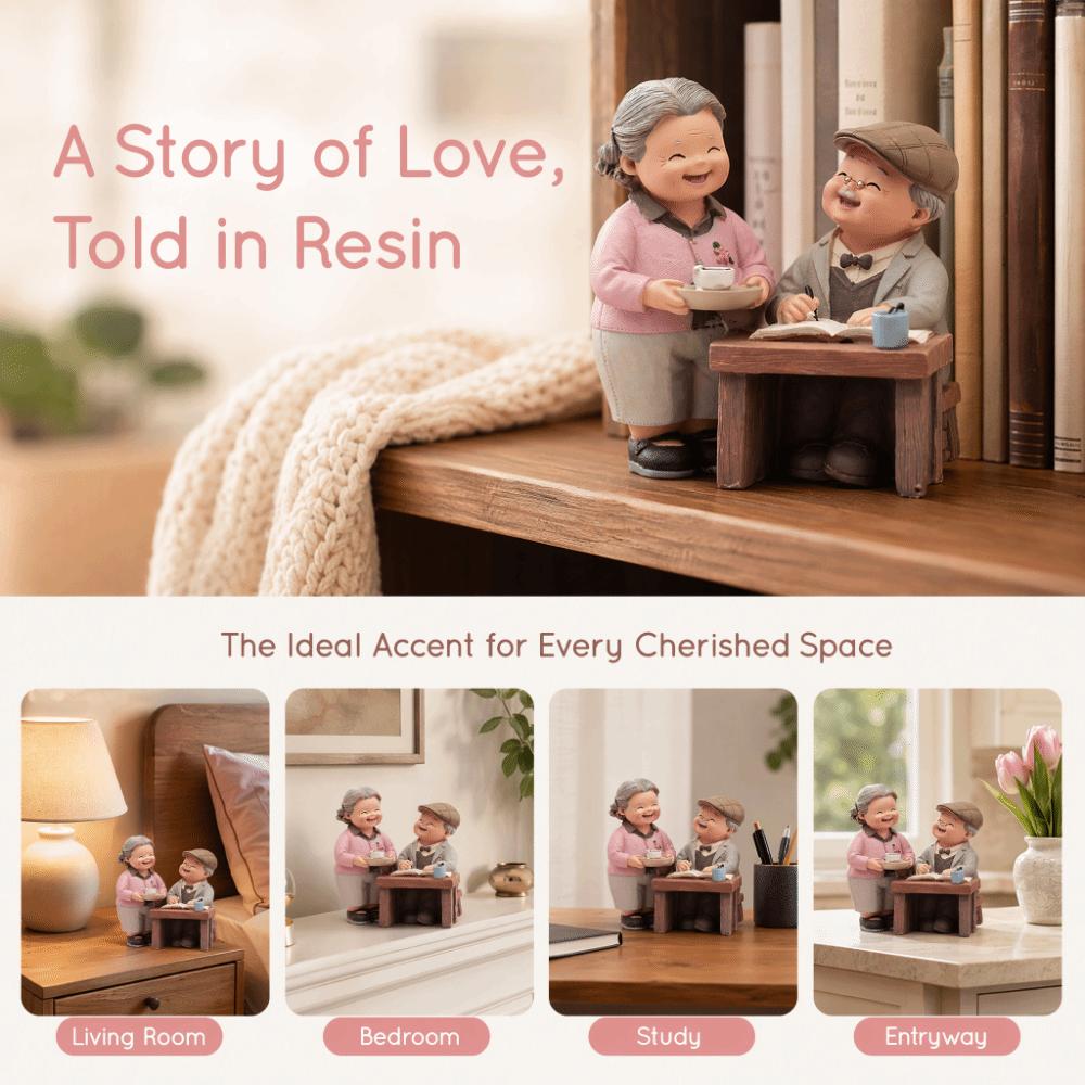 5in Grandpa Grandma Cake Making Statue Couple Anniversary Tabletop Decor  Study Desk Display Piece