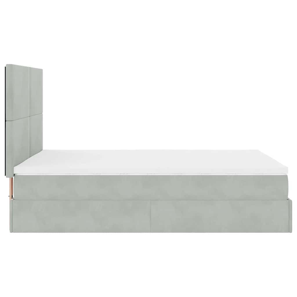 ottoman bed with mattress in light grey 140 x 190 cm velvet