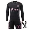 Miami Messi Maneci Lungi Fotbal Tricou Set, Black Training Jersey Shorts Breathable Sportswear