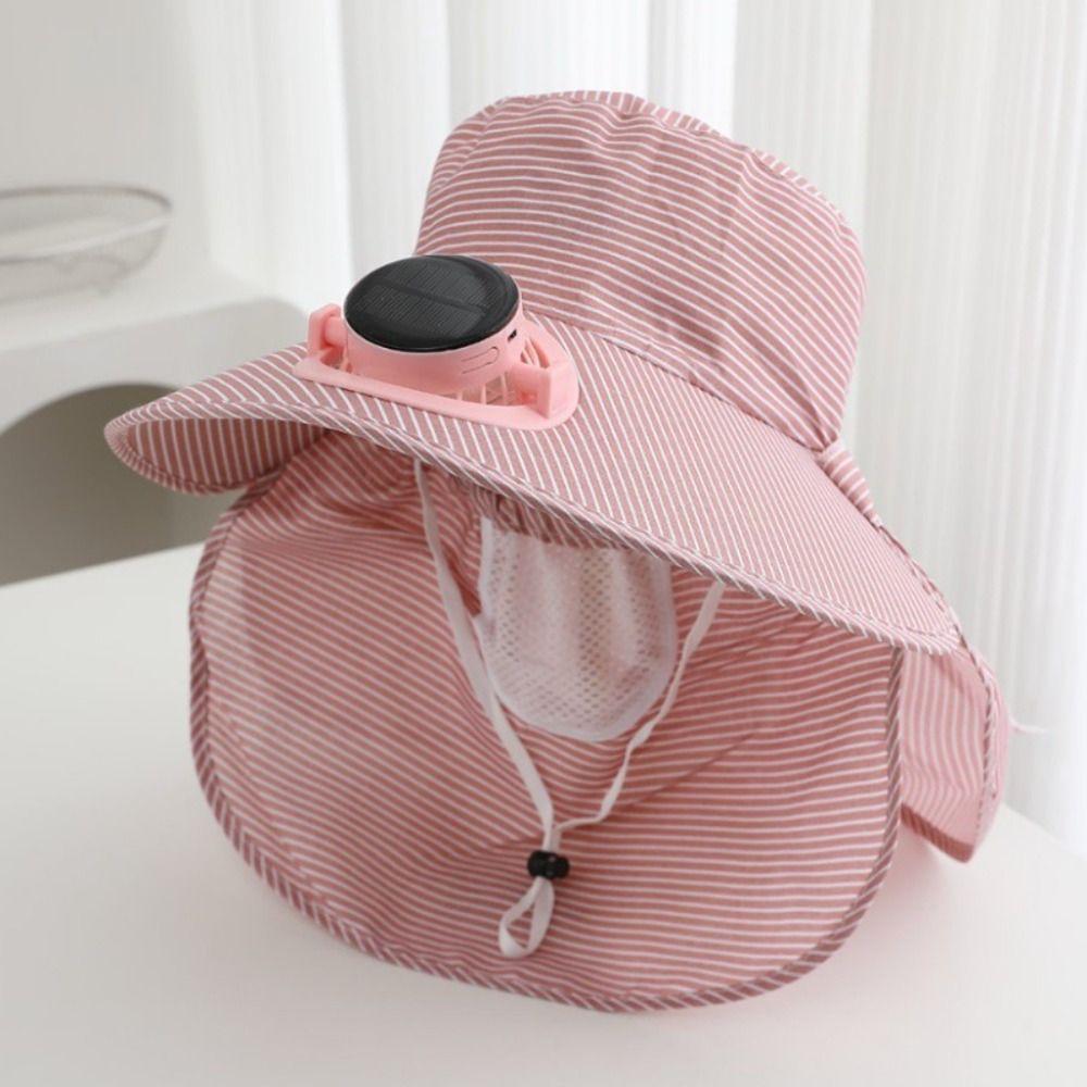 Fashion Solar Fan Face Mask Sun Hat 300mA UV Protection Fisherman's Hat Wide Brim Breathable Tea Picking Work Hat Summer Unisex