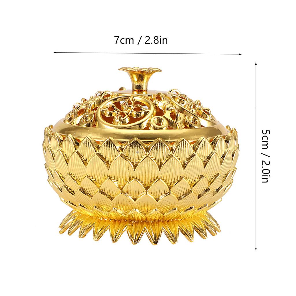 Zinc Alloy Home Decoration Lotus Incense Burner 7*5cm Joss Stick Holder(Gold)