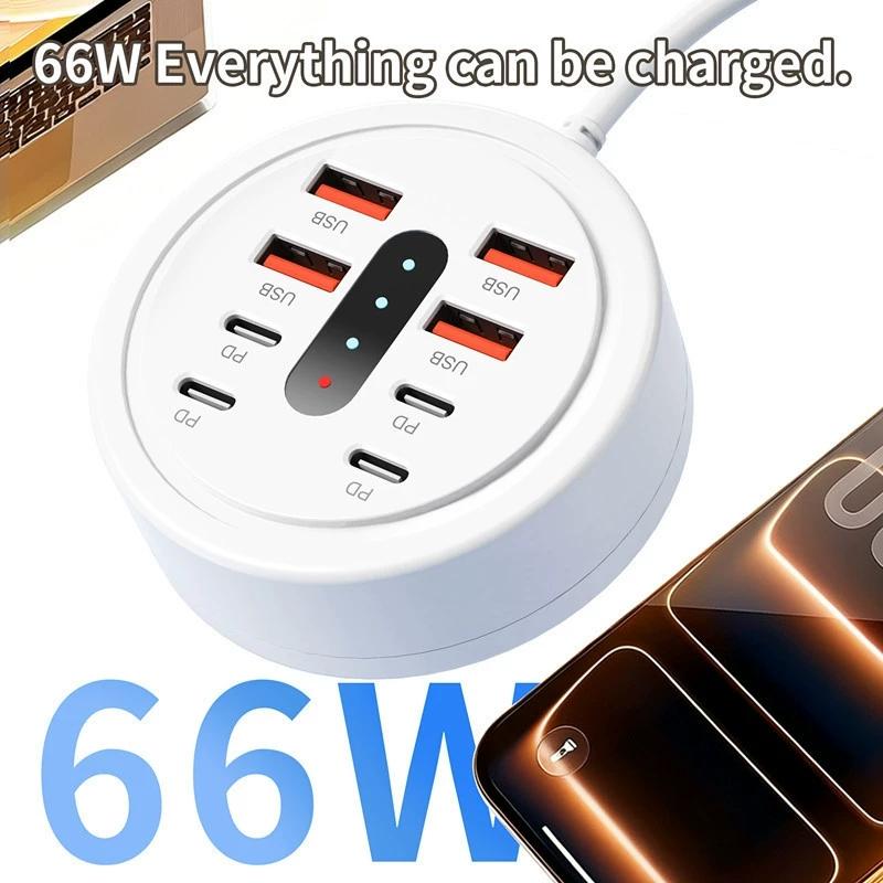 8 In 1 Ports Usb Charger Power Strip Desktop Charging Station Fast Charging Usb Hub Adapter Mobile Phone Charging Socket