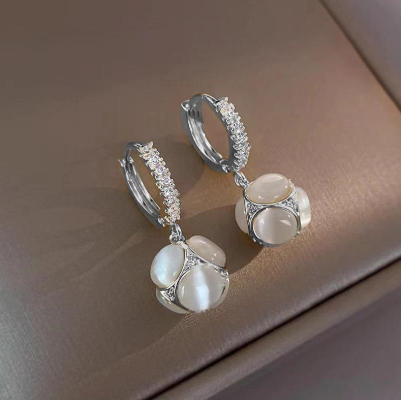 Роскошные серьги-подвески в форме круглого шарика золотого цвета для женщин и девочек, модные серьги с камнями кошачий глаз, ювелирные изделия для вечеринки, подарок