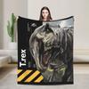 Jurassic T-Rex Grid World Blanket Flannel Spring/Autumn Logo Breathable Lightweight Throw Blankets for Travel Bedroom Quilt