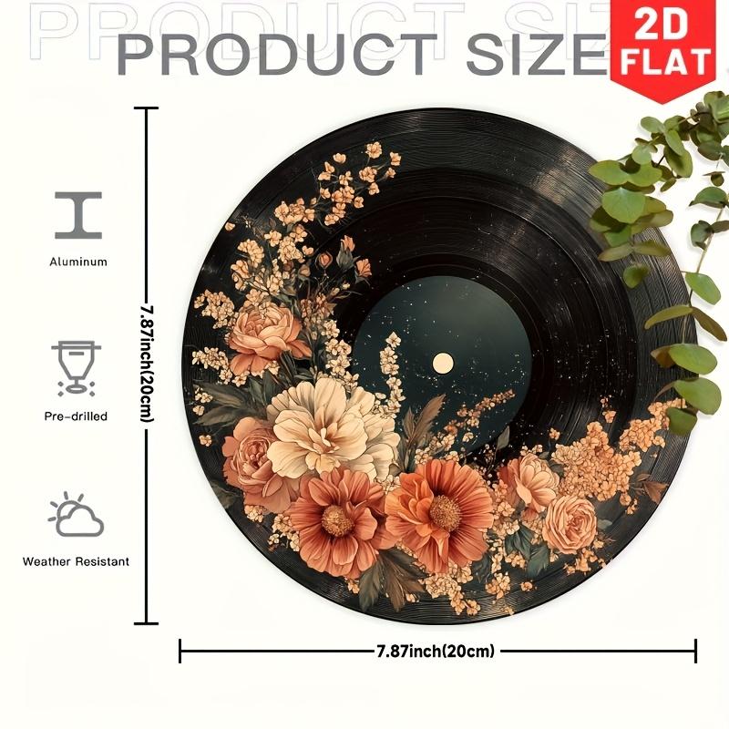 D Round Floral Metal Sign x Inch Aluminum Wall Art for Home Kitchen Garden Office Decor