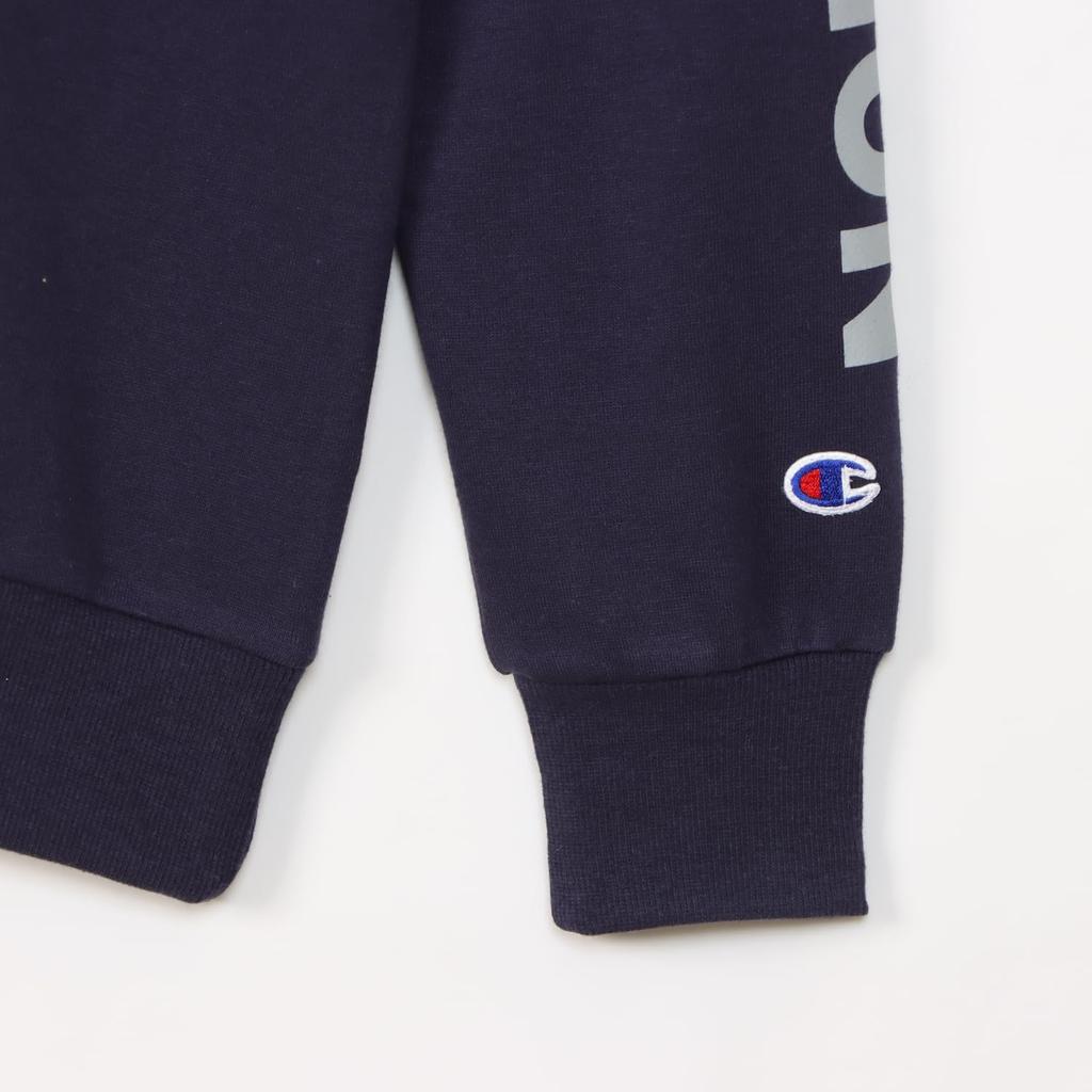 Champion Long Sleeve Crew Neck Sweatshirt with Graphic Logo Schoolboy Navy Kids' Print, CK-YS003,