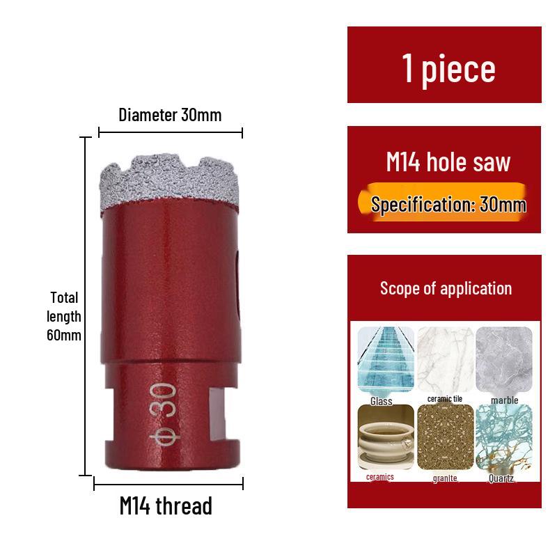 M14 Алмазная коронка паяная для плитки, мрамора, камня, стекла - Насадка для угловой шлифмашины для расширения отверстий