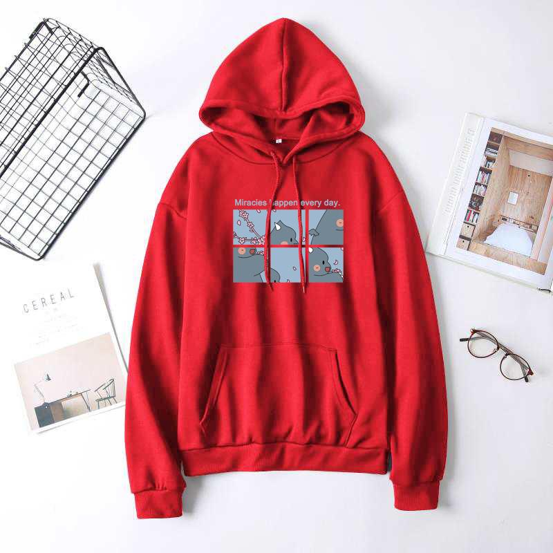 Женская мода повседневная толстовка с капюшоном для женщин осень-зима дамы свободный крой плюшевый пуловер с капюшоном топы