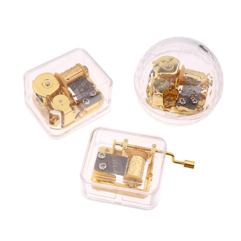 Креативный ручной музыкальный футляр, мини-акриловый прозрачный металлический механизм, октавная коробка, украшение для дома и автомобиля, подарки на день рождения для пары