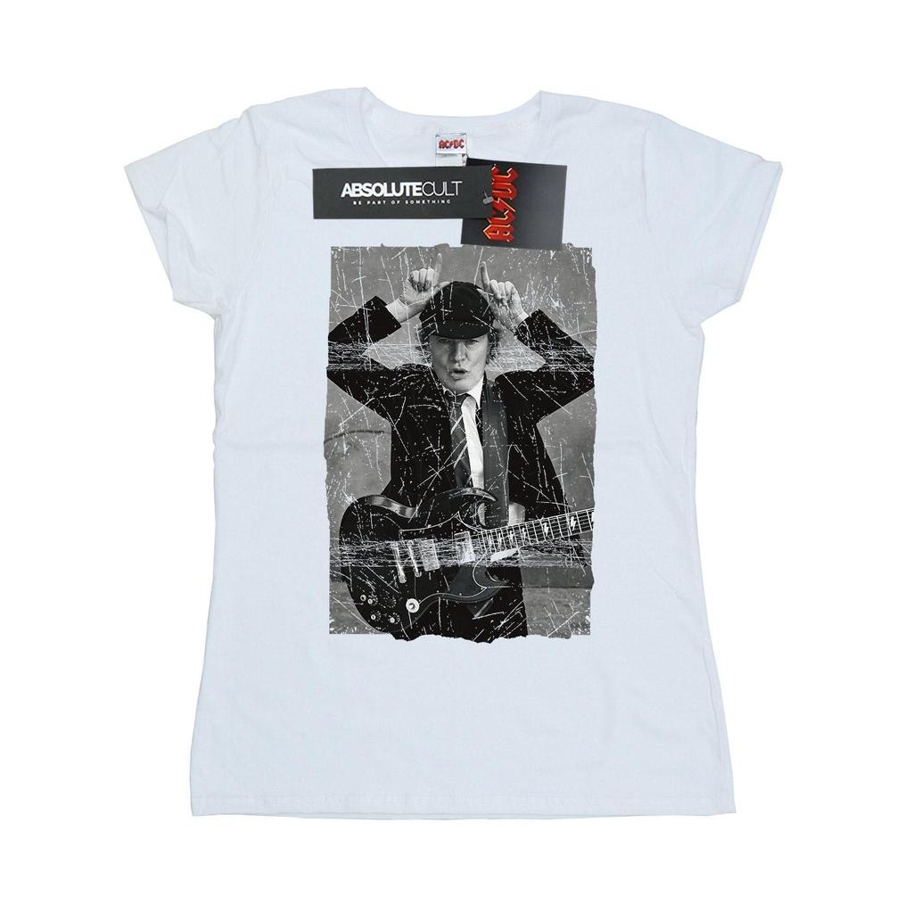 AC/DC Womens/Ladies Angus Young Distressed Photo Cotton T-Shirt