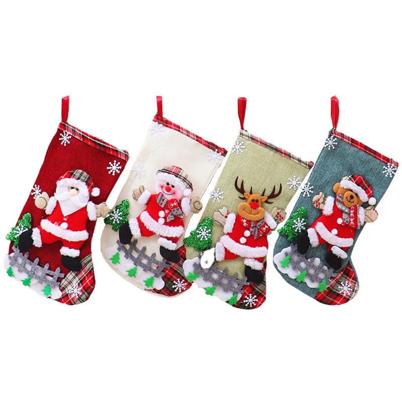1Pc Christmas Stockings Gift Bag Decorations Snack Bag Candy Snowman