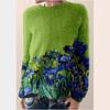 Women's Multicolor Striped Long Sleeve Round Neck Regular Fit Knit Sweater