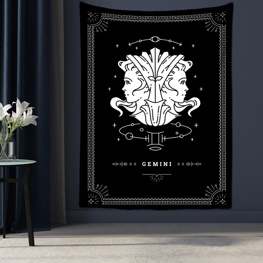 Черно-белый гобелен созвездия Таро, настенный Гобелен, научная фантастика, психоделическая магия, богемный хиппи, домашний декор