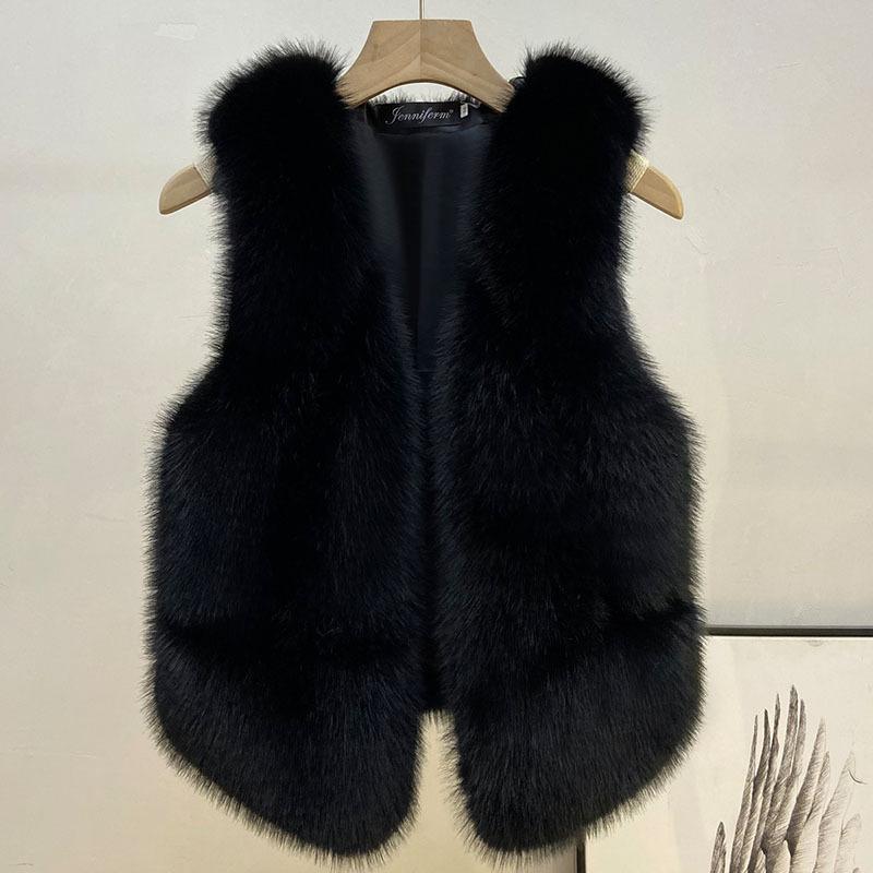 Осень и зима новый женский искусственный меховой жилет искусственный меховой жилет короткая искусственная меховая жилетка