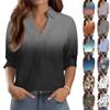 Женские топы с рукавом 3/4, рубашки с V-образным вырезом, модные принтованные блузки для работы в стиле бизнес-кэжуал