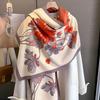 Feifei Imitation Cashmere Versatile Air Conditioner Shawl Shawl Shawl Silk Scarf Long Scarf Camellia