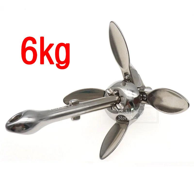 6 кг полированная поверхность из нержавеющей стали якорь для лодки складной якорь для каяка аксессуары для морской лодки яхты