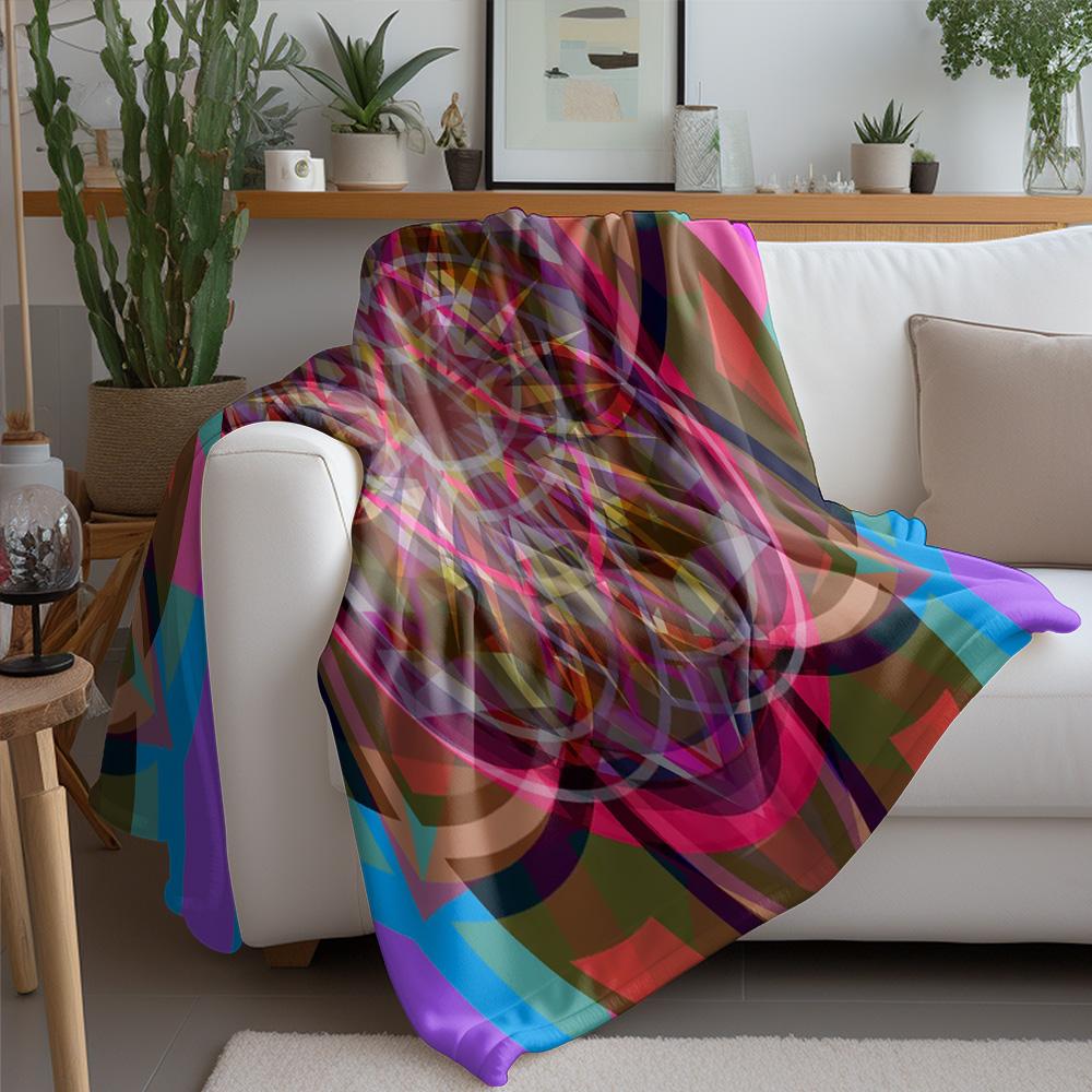 Vibrant Geometric Pattern Throw Blanket Abstract Multi Colored Design Home Decor Sofa Cover Bedspread Gift for Women