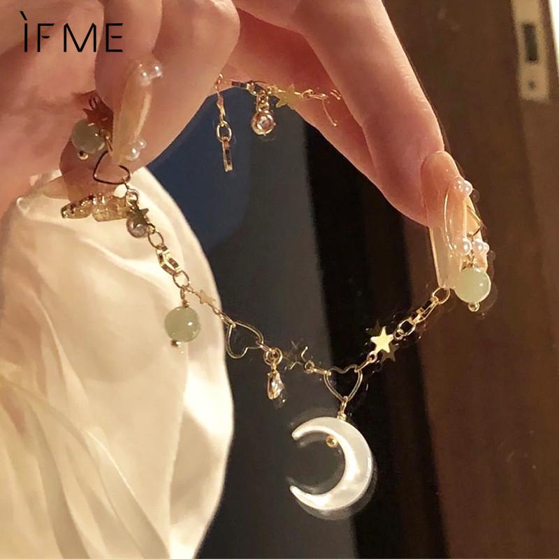IFME браслеты с кристаллами и звездами и луной для женщин, корейский браслет с резным кулоном в форме сердца, модные аксессуары, ювелирные изделия