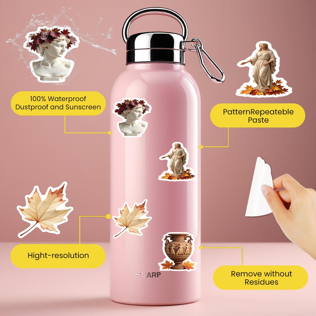35pcs Vintage Ancient Statues Stickers Elegant Autumn Leaves Teacher Reward Stickers Stationery Stickers For Guitar Laptop