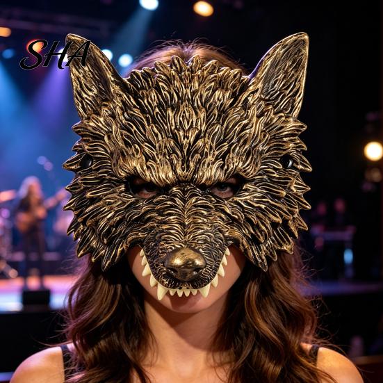 Outdoor Photo Wolf Mask 3D Head Mask, High Elastic Lightweight Comfortable Werewolf Flexible Cushioning Costume with Adjustable Strap for Halloween