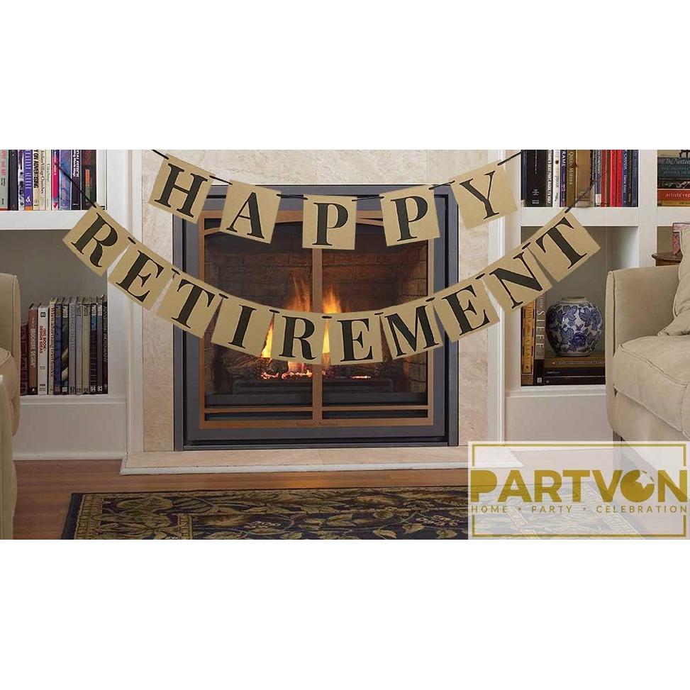 Kraft Happy Retirement Banner – No DIY Required, Classy Retirement Decorations Paper Bunting Party Supplies Banner Sign