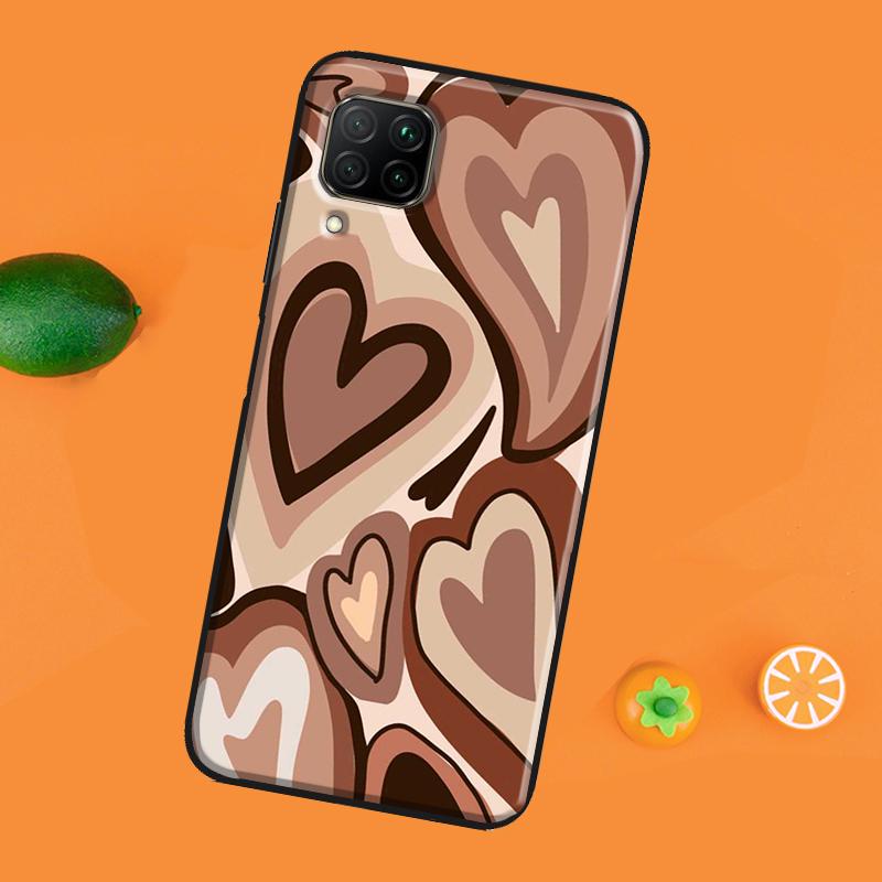 Brown Purple Hearts Swirl Pattern Case For Huawei P40 P20 P30 Pro Mate 20 Lite P Smart 2019 Nova 5T Honor 50 Lite 10i 8X 9X