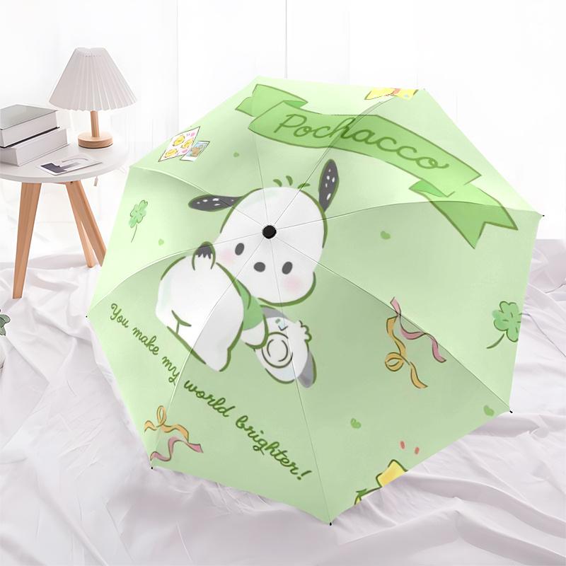 1pc Lively Pochacco Durable Cartoon Folding Umbrella, Portable 3-Fold Compact Umbrella for Men and Women, Suitable for Travel or Daily Use.S047
