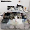3D Cat King Queen Пододеяльник Прекрасный серый белый комплект постельного белья для котят для детей подростков взрослых шотландская вислоухая мягкая наволочка из 2/3 предметов