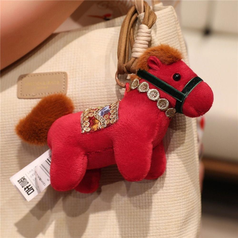 Creative Plush Horse Doll Pendant Mascot Doll Pony Key Ring New Year Horse Hanging New Year Decor