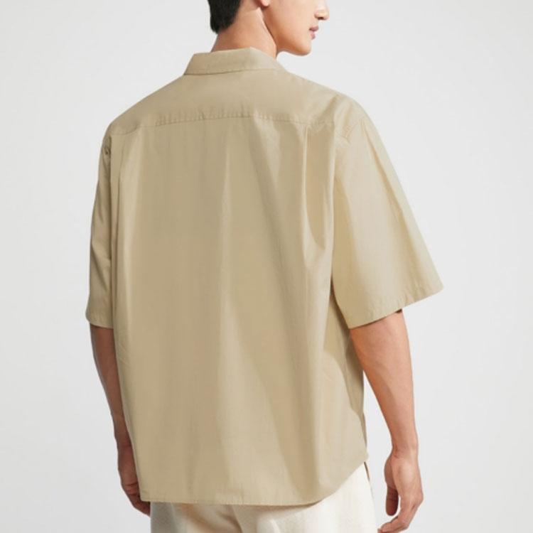 Calvin Klein Однобортная однобортная хлопковая свободная рубашка с короткими рукавами, мужские топы цвета хаки 40LM114-CF1
