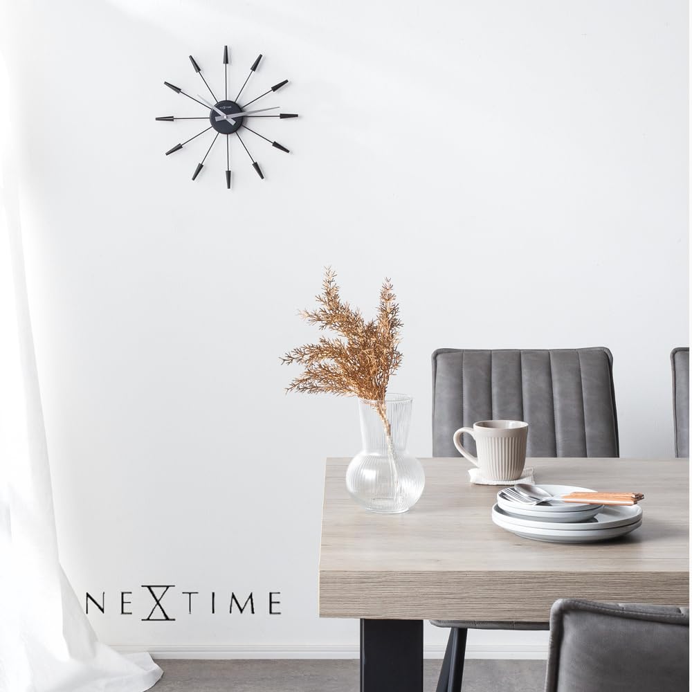 Часы настенные NEXTIME PLUG INN стильные черные, крутые, бесшумные, 36 см, средние.