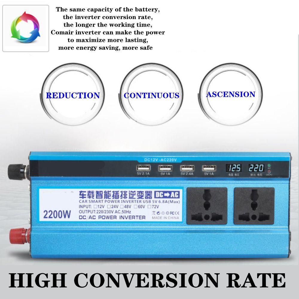 DC 2200/4000W 12/24V To AC 220V Voltage Transformer Adapter Charging Converter Car Inverters Modified Sine Wave Solar Power