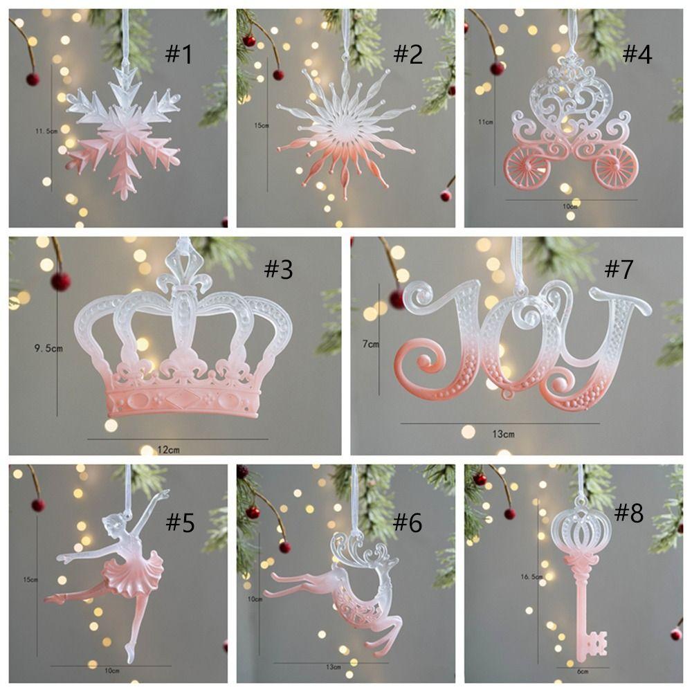 2pcs Pink Transparent Xmas Tree Hanging Ornaments Merry Christmas Decor Home Desktop Decoration